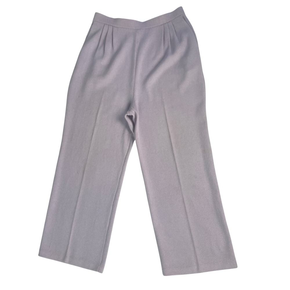 St. John Knit Pants Women Size 10 FLAWS Lilac Purple Straight‎ Leg Pleats